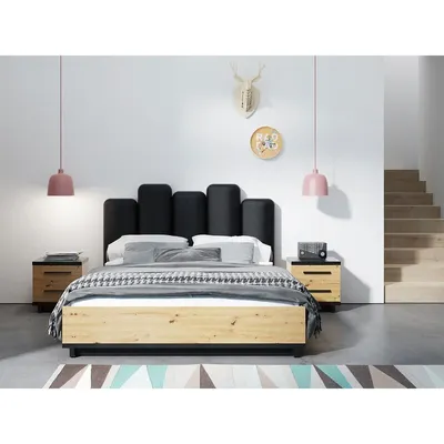 Obrázek produktu pro Nábytek do ložnice s postelí 160x200 DELAWARE 4 - dub artisan / matný černý