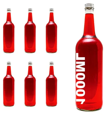 Produktbild von 6 Leere Glasflaschen 1 Liter Saftflaschen Wasserflaschen Likörflaschen Schnapsflaschen Weinflaschen Essigflaschen Ölflaschen