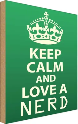 Produktbild von vianmo Holzschild 40x30 cm Keep Calm and love a nerd
