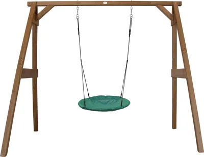 Produktbild von AXI Nestschaukel Summer mit Gestell für Kinder | Outdoor Nest Schaukel 100 cm für den Garten | Schaukelgestell in Braun / Nestschaukel in Grün