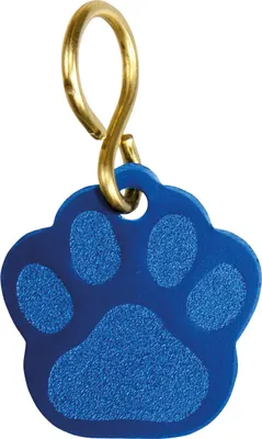 Produktbild von Schmuck Anhänger Pfote klein, inkl. Gravur 26 x 28 mm Blau Adressanhänger für das Hundehalsband