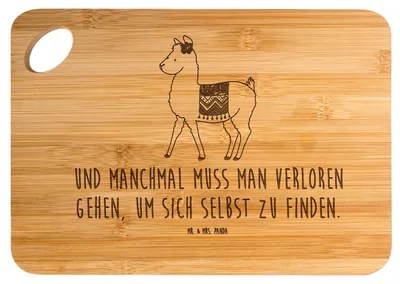 Produktbild von Mr. & Mrs. Panda Holzbrett Alpaka Stolz - Transparent - Geschenk, schneidbrett, Schneidebrett, Frühstücksbrettchen, Frühstücksbrett, vesperbrett