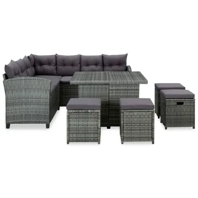 Immagine prodotto di vidaXL Set di 6 pezzi per salotto da giardino con cuscini in poly rattan grigio