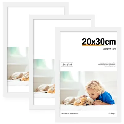 Obrázek produktu pro Rámečky na obrázky, rozměr 20x30 cm, balení 3 kusů, bílá barva, materiál MDF