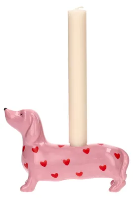 Produktbild von Mignon Kerzenhalter Dackel mit Herzen, rosa