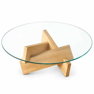 Produktbild von Morvani Runder Glas-Couchtisch Ø70x41 cm Transparent/Naturfarben, Serie: 3 Größen, 6 Farbkombinationen