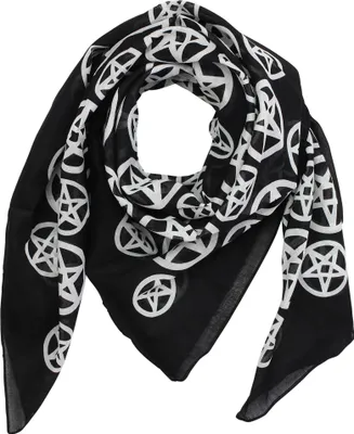 Produktbild von Baumwolltuch - Pentagramm - schwarz-weiß - quadratisches Tuch