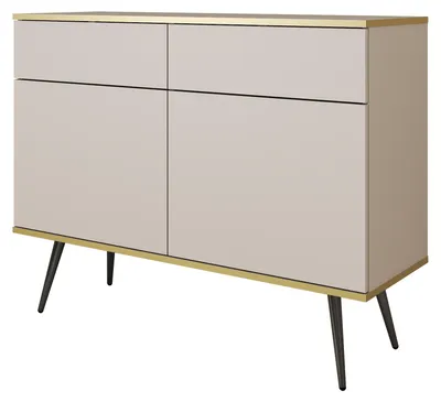Produktbild von MOBAE AURA KSZ107 Kommode 107 cm Beige Sideboard mit 2 Türen und 2 Schubladen Wohnzimmerschrank modern mit Stauraum