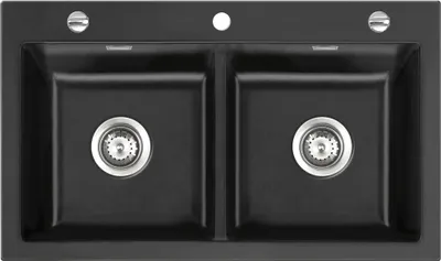 Produktbild von Systemceram KeraDomo Spüle MERA TWIN F in LAVA mit Excenterbedienung / Keramikspüle