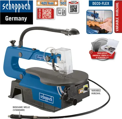 Produktbild von SCHEPPACH SET DECO-FLEX Dekupiersäge mit Werkzeug-Set und 5x12 Ersatzblätter