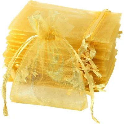Productafbeelding van Orgasazakjes, goudkleurig, 120 stuks, 7 x 9 cm, geschikt voor sieraden en cadeaus
