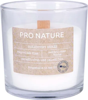 Obrázek produktu pro Svíčka Pro Nature s dřevěným knotem - 100x100mm bílá