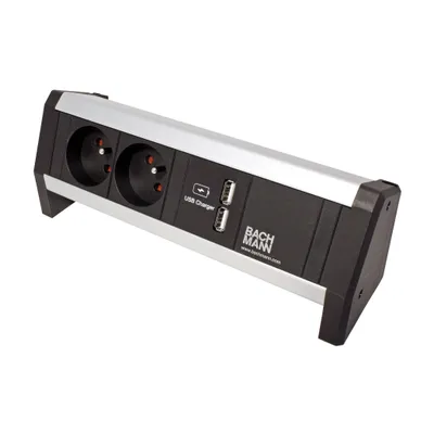 Obrázek produktu pro BACHMANN Systém DESK 1, 2x zásuvka CZ, zdroj 15W (2x USB A) (902.068) (19.07.0109)
