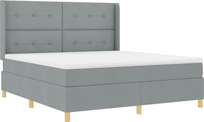 Zdjęcie produktu dla Łóżko Tapicerowane 180x200 Szare Dwuosobowe Rama Łóżka do Sypialni