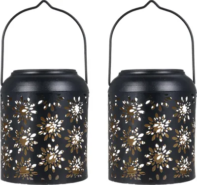 Produktbild von Solar-Laterne für den Außenbereich, Hängelampe, dekorative Metallleuchte, ausgehöhlt, Gartenbeleuchtung für Tisch, Weg, Party, Hof
