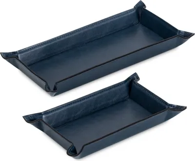 Produktbild von Navaris Lederschale Tablett aus Kunstleder - 2x Schale Ablage Leder - Ablageschale für Schmuck Schlüssel Münzen Handy - Schlüsselablage Organizer -