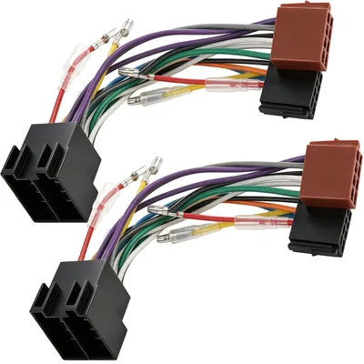 Image de 2 câbles adaptateurs pour autoradio, conformes à la norme ISO, avec 16 broches