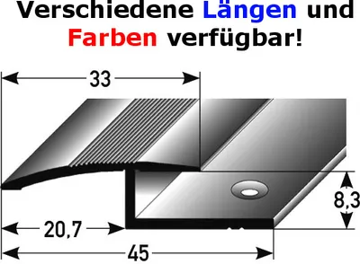 Produktbild von Ausgleichsprofil / Anpassungsprofil Laminat "Tilbury",  8,3 mm Einfassung, 27 mm breit, 1-teilig, Aluminium eloxiert, gebohrt-silber-2700