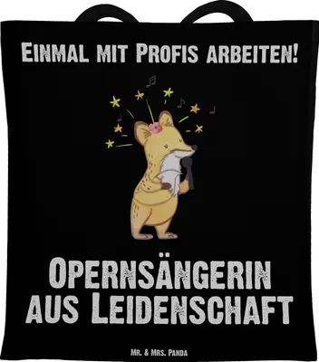 Produktbild von Mr. & Mrs. Panda Tote Bag Opernsängerin Leidenschaft - Schwarz - Geschenk, Shopping Tasche, Schultasche, Jutebeutel, Jutetasche