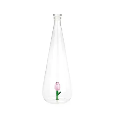 Produktbild von Balvi Tulpe Wasser Flasche Karaffe Rosa Glas 1L