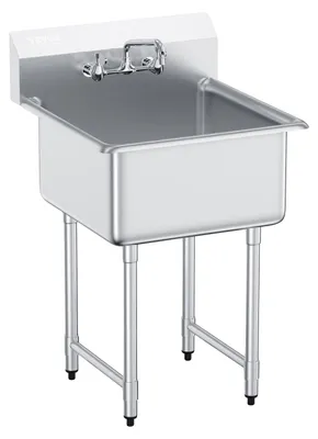 Obrázok produktu pre VEVOR Nerezový drez Komerčný drez 686 x 610 x 1041 mm, nerezový drez s batériou Nosnosť 104 kg, nerezový drez Umývadlo Kuchynský drez Voľne stojaci drez