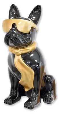 Produktbild von Figur Bulldogge mit Sonnenbrille und Krawatte – schwarz Replikat Retro Design Dekoration
