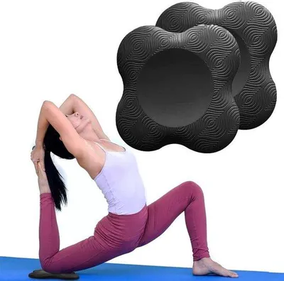 Image de Tapis de yoga et genouillères - Antidérapants - 2 pièces - Noir