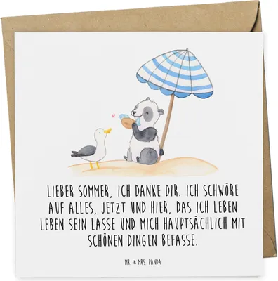 Produktbild von Mr. & Mrs. Panda Klappkarte Lieber Sommer - Weiß - Geschenk, Glückwunschkarte, Sommergefühle, doppelkarte, Strand, Grußkarte, Wetter während des Jahres, anlasskarte