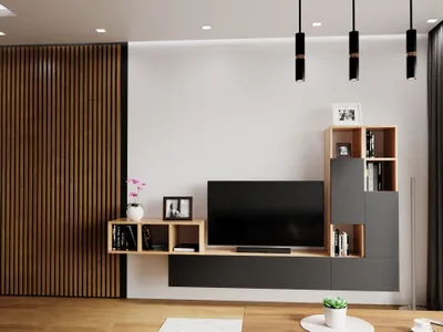 Produktbild von DESIGN Wohnwand BRIKS 3 Schrankwand Anbauwand grifflos erweiterbar zerlegt