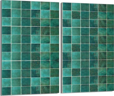 Produktbild von Herdabdeckplatten 2 teilig 30x52 Glaskeramikkochfeld Abdeckung Glas, Türkis Fliesen
