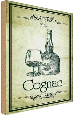 Produktbild von vianmo Holzschild 30x20 cm Alkohol 1920 Cognac Essen Trinken