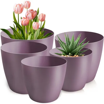 Obrázok produktu pre Sada 5 fialových kvetináčov, priemer 12-20 cm