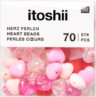 Produktbild von itoshii Perlen, Herzen, 70 Stück Rosa-Mix