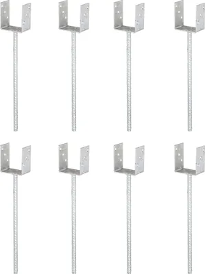 Produktbild von Alberts 8 x U-Pfostenträger, Riffelstahl-Betonanker, 121x121 mm, Betonanker 400 mm, feuerverzinkt, zum Einbetonieren