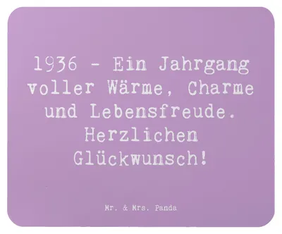 Produktbild von Mr. & Mrs. Panda Mauspad Spruch 1936 Geburtstag - Lavendeltraum - Geschenk, Alter, laptop, pc, Erinnerungen, mousematte, Mouse Pad, Glückwunsch, Wärme, Happy Birthday