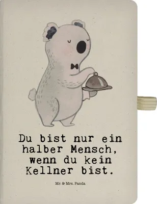 Produktbild von Mr. & Mrs. Panda notizbuch Kellner Herz - Transparent - Geschenk, Tagebuch, Gebundenes, Restaurant, Kladde, Hardcover A4, Spruch, Ausbildung, Lustig, Journal