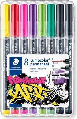 Produktbild von Farbfolienstifte 8 Stück permanent MIX Dicke Lumocolor ART Staedtler