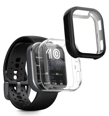 Produktbild von kwmobile 2x Silikon Hülle für Amazfit Bip 6 Schutzhülle - Fullbody Display Cover Set aus Silikon - Schwarz Transparent