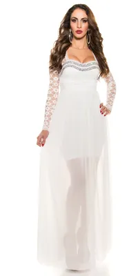 Produktbild von Red-Carpet-Look!y Koucla Abendkleid mit Spitze Größe: L Farbe: Weiss