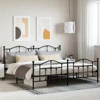 Immagine prodotto di Maison Exclusive - Letto con testiera e pediera in metallo nero 193x203 cm