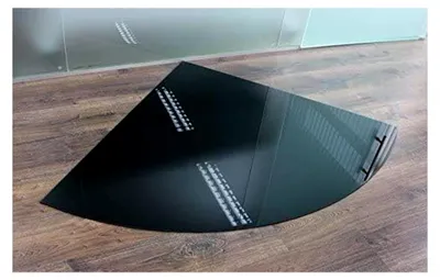 Produktbild von Viertelkreis 120x120cm schwarz - Funkenschutzplatte Kaminbodenplatte Glasplatte f. Kaminofen Ofenunterlage (Viertelkreis 120x120cm mit Dichtung)