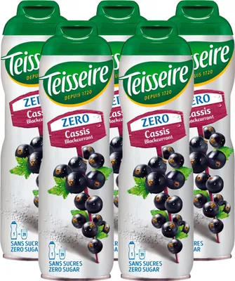 Produktbild von Teisseire Sirup Cassis zero Zucker 600ml - Cocktails Milchshakes (5er Pack)