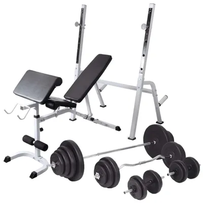 Obrázok produktu pre Posilňovacia lavica, stojan na závažia a súprava činiek 120 kg