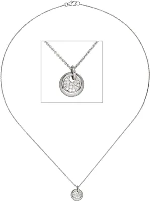 Produktbild von JOBO Collier Kette mit Anhänger 585 Gold Weißgold 15 Diamanten Brillanten 43 cm