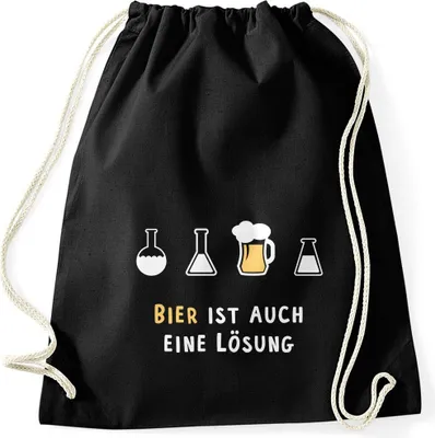 Produktbild von Turnbeutel Bier ist auch eine Lösung V2 Spruch Moonworks® schwarz unisize