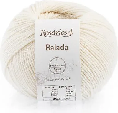 Produktbild von Rosarios 4 Balada Wolle 80% Wolle/20% Seide, 50g, 140m - Weich, Warm, Cremeweiß