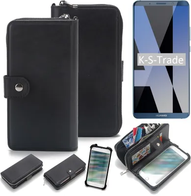 Produktbild von K-S-Trade 2in1 Handyhülle Schutzhülle kompatibel mit Huawei Mate 10 Pro Dual SIM & Portemonnee Cover Handy Hülle Case Etui Geldbörse Wallet