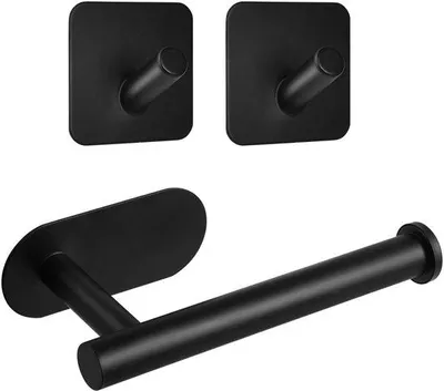 Image de Porte-papier hygiénique autocollants noirs, lot de 3