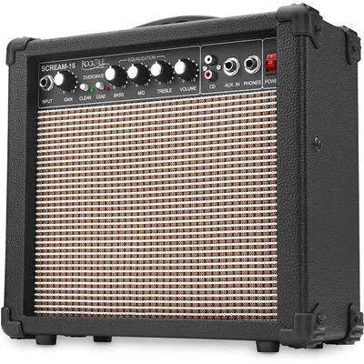 Obrázek produktu pro Elektronický kytarový zesilovač, 15W, 2 kanály, 3pásmový, černý