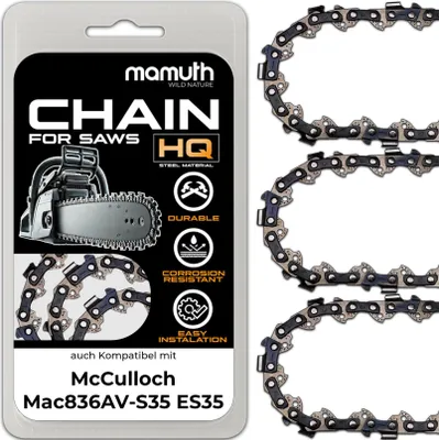 Produktbild von 3x Sägekette Kettensäge 30cm 1,3mm 3/8" 45 TG für McCulloch Mac836AV-S35 ES35